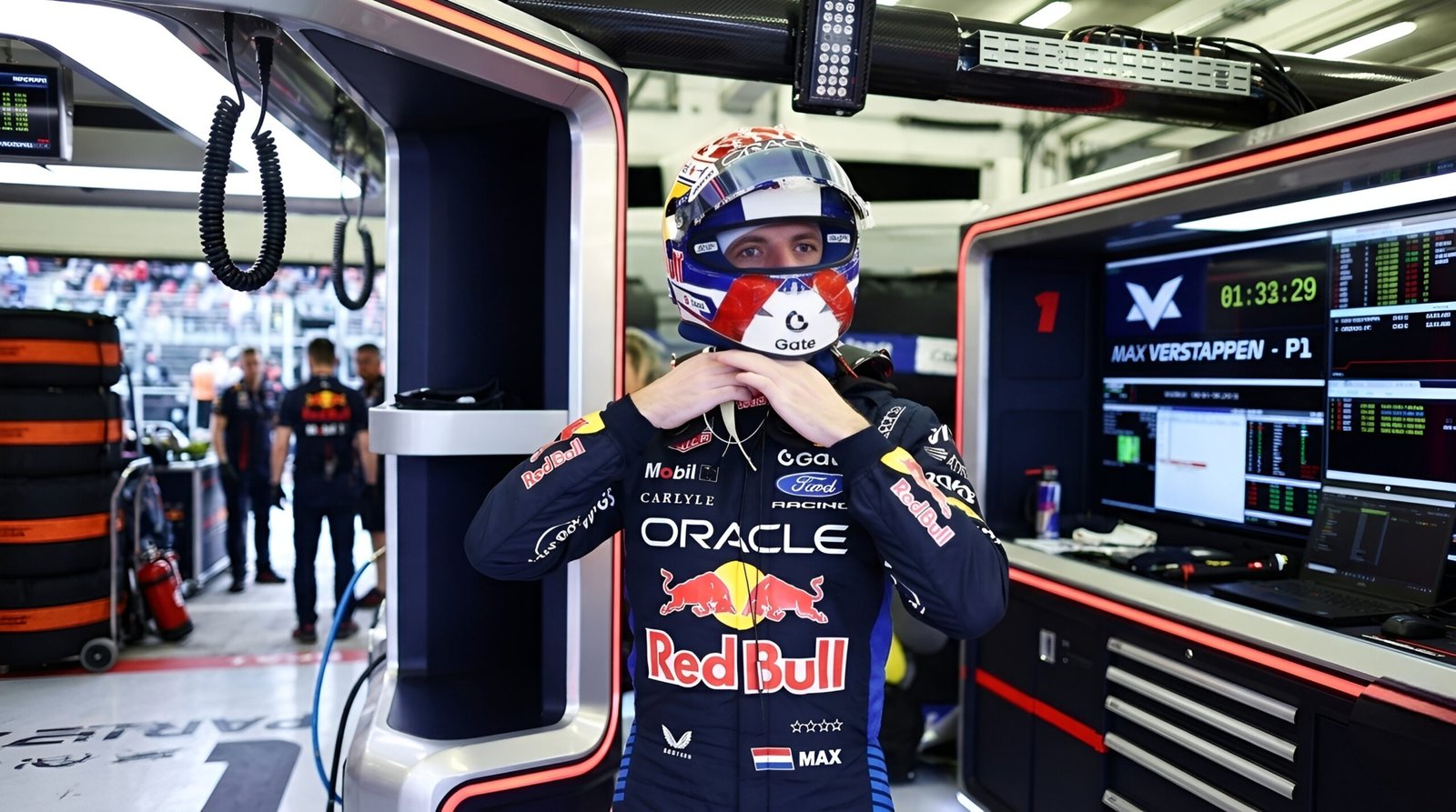 Max Verstappen Retirement Rumors: Why the 2026 F1 Regulations Are Pushing the Champion Out 1 max-verstappen-2026-japanese-grand-prix-wearing-red-bull-ford-racing-suit-helmet-adjusting-visor-in-pit-garage-suzuka-circuit