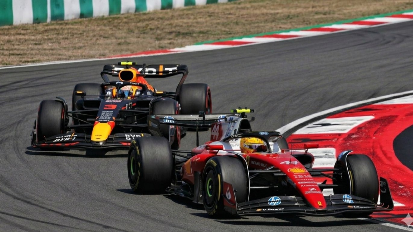 Formula 1 2026: Ferrari's Lewis Hamilton in the SF-26 Max Verstappen in the Red Bull RB22 at Suzuka.