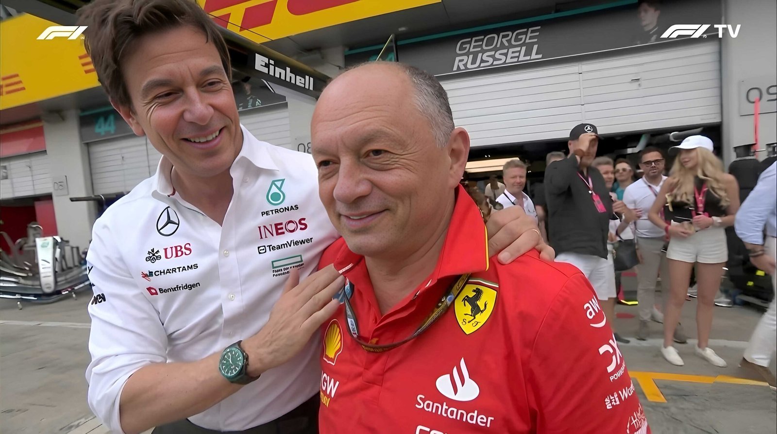 Ferrari vs Mercedes: Power Unit Showdown in 2026 1 Mercedes Boss Toto Wolff and Ferrari Principal Fred Vasseur in the F1 Paddock during 2026 season