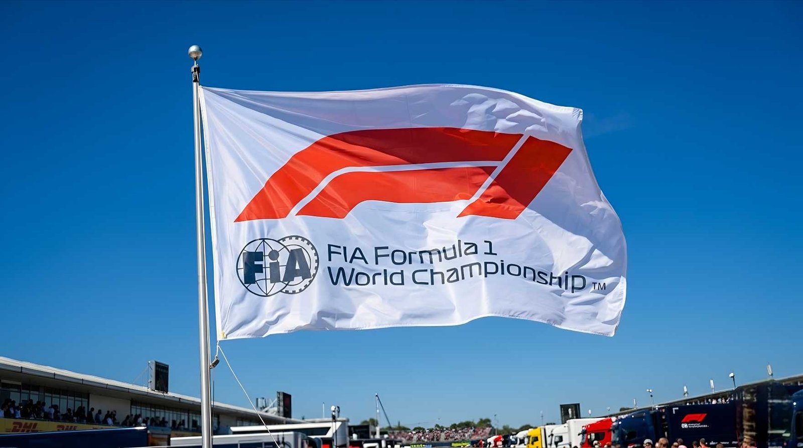 FIA Formula 1 World Championship flag flying in paddock before 2026 Miami Grand Prix FP1 session extended to 90 minutes