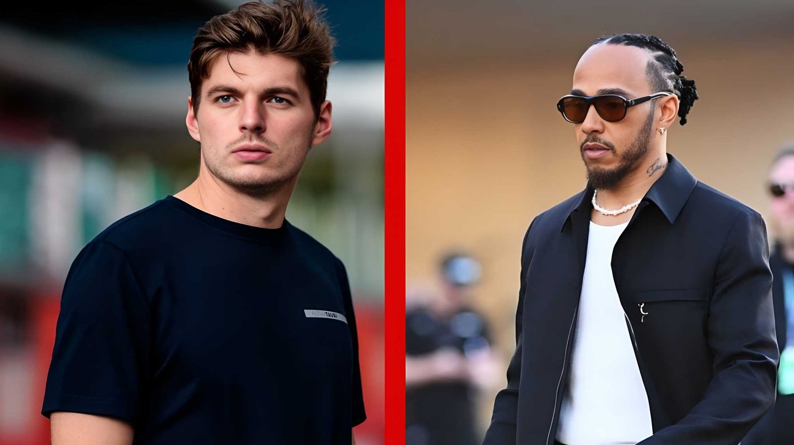 Split portrait of Max Verstappen and Lewis Hamilton ahead of 2026 F1 rules debate
